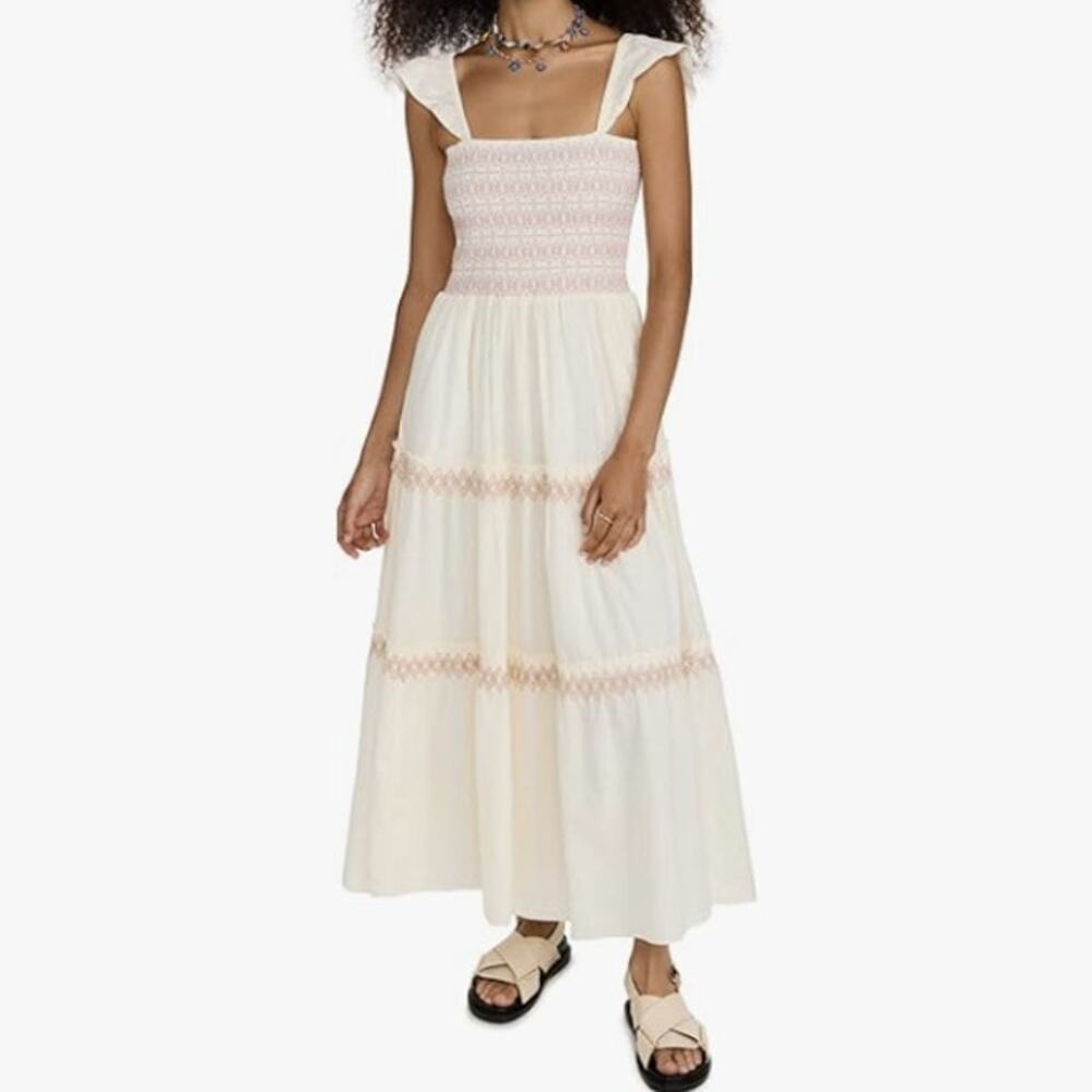 Madewell Women's 4X Lucie Smocked Tiered Midi Dress NE941 NWT